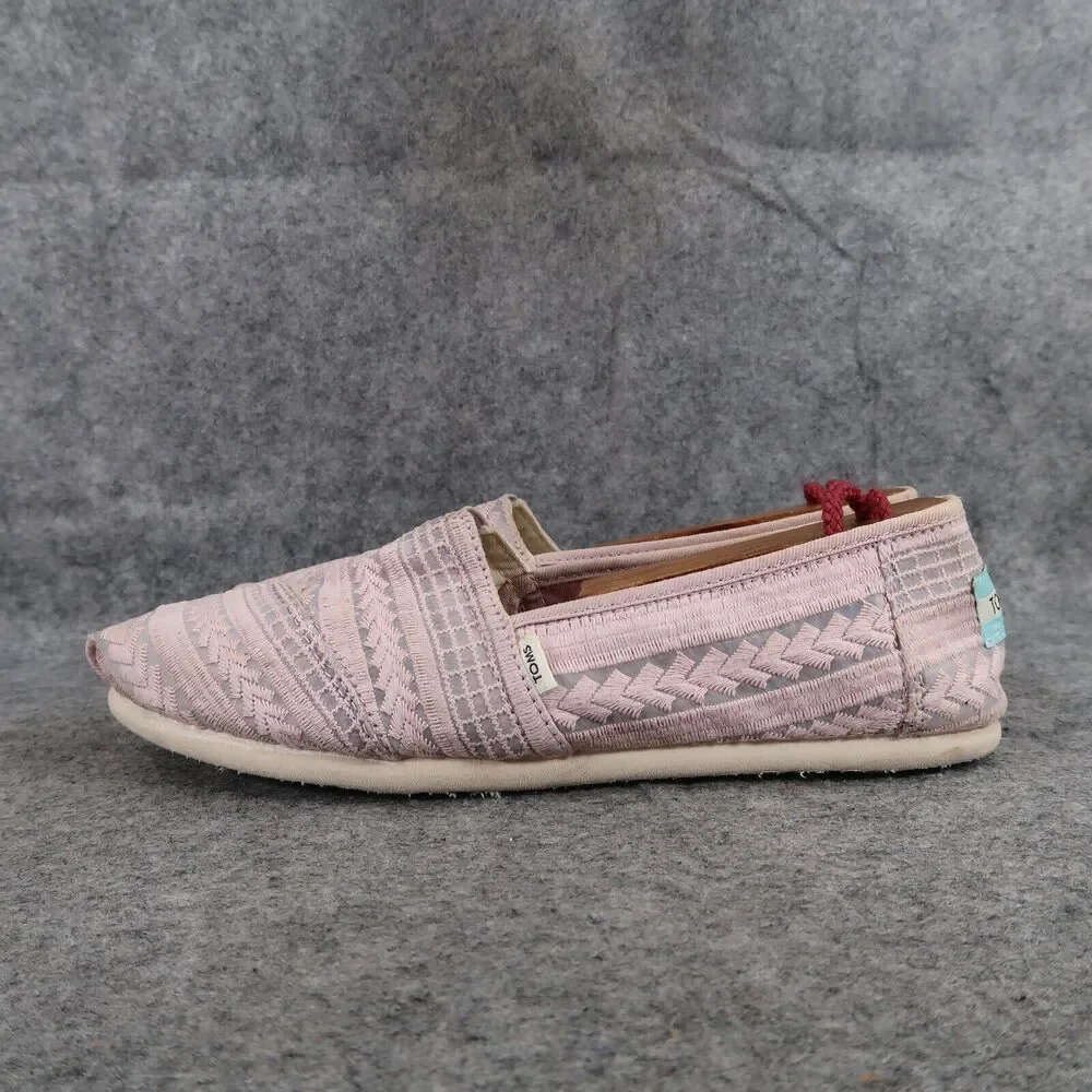 Toms Shoes Womens 8 Flats Casual Fashion Venice Lilac Arrow Embroidered Mesh